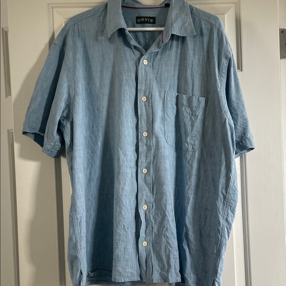 Orvis Men's XL Light Blue Casual Shirt
